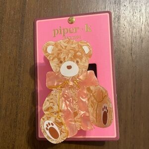 Piper Pink and Brown Teddy Bear Hair Clip